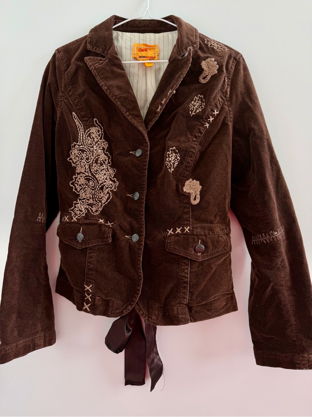 Brown Embroidered Corduroy Jacket. - O&G original